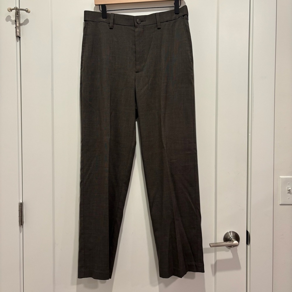 Savane Mens Dress Pants 32x30 Charcoal Gray Flat Front Straight Leg SA3823‎